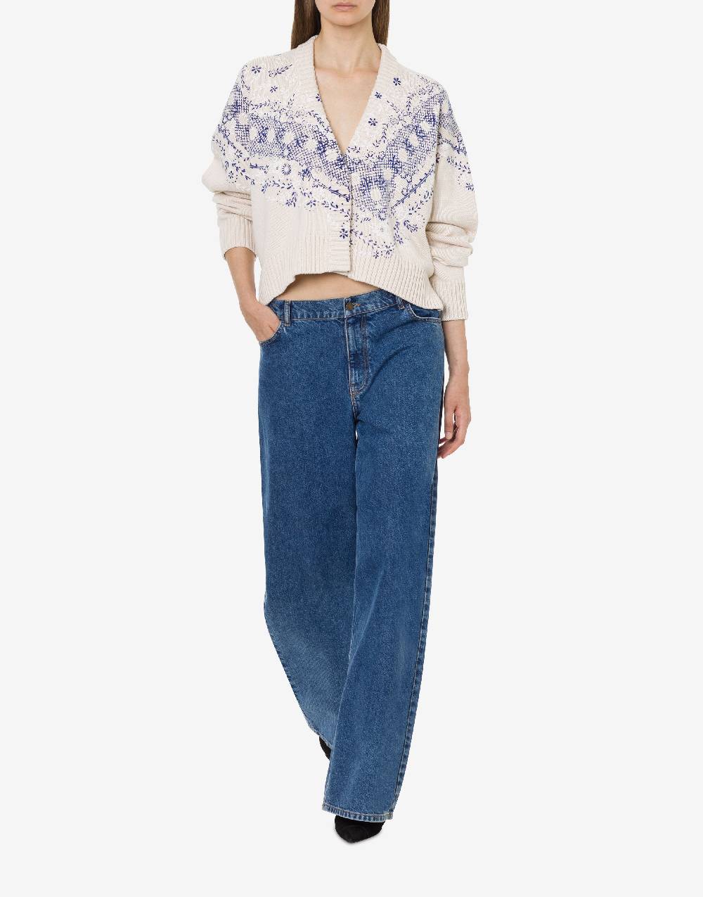 Philosophy Di Lorenzo Serafini Cardigan in cotone e lana con stampa Rilascio limitato