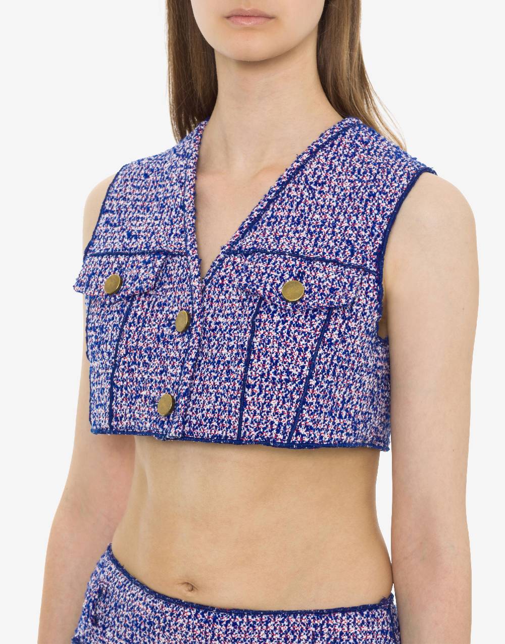 Philosophy Di Lorenzo Serafini Gilet crop in stuoia bouclé Ultimi tre giorni