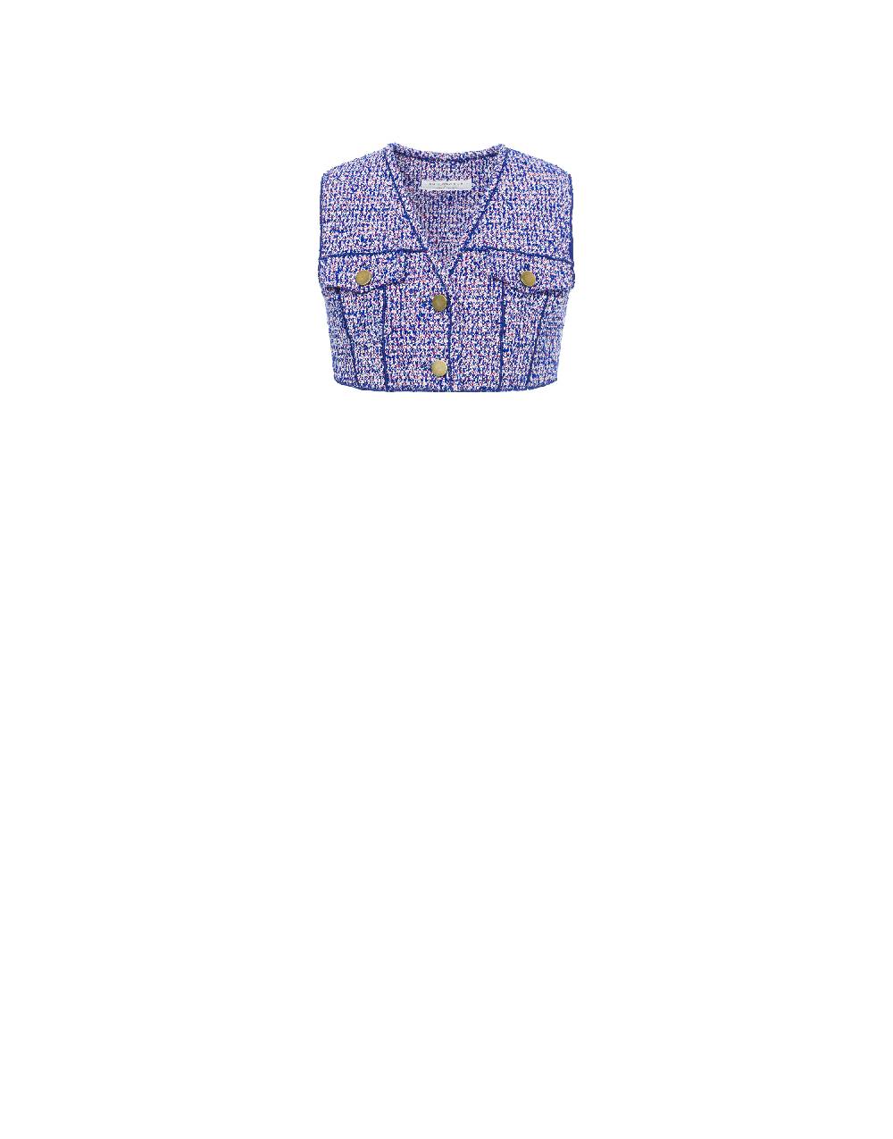 Philosophy Di Lorenzo Serafini Gilet crop in stuoia bouclé Ultimi tre giorni