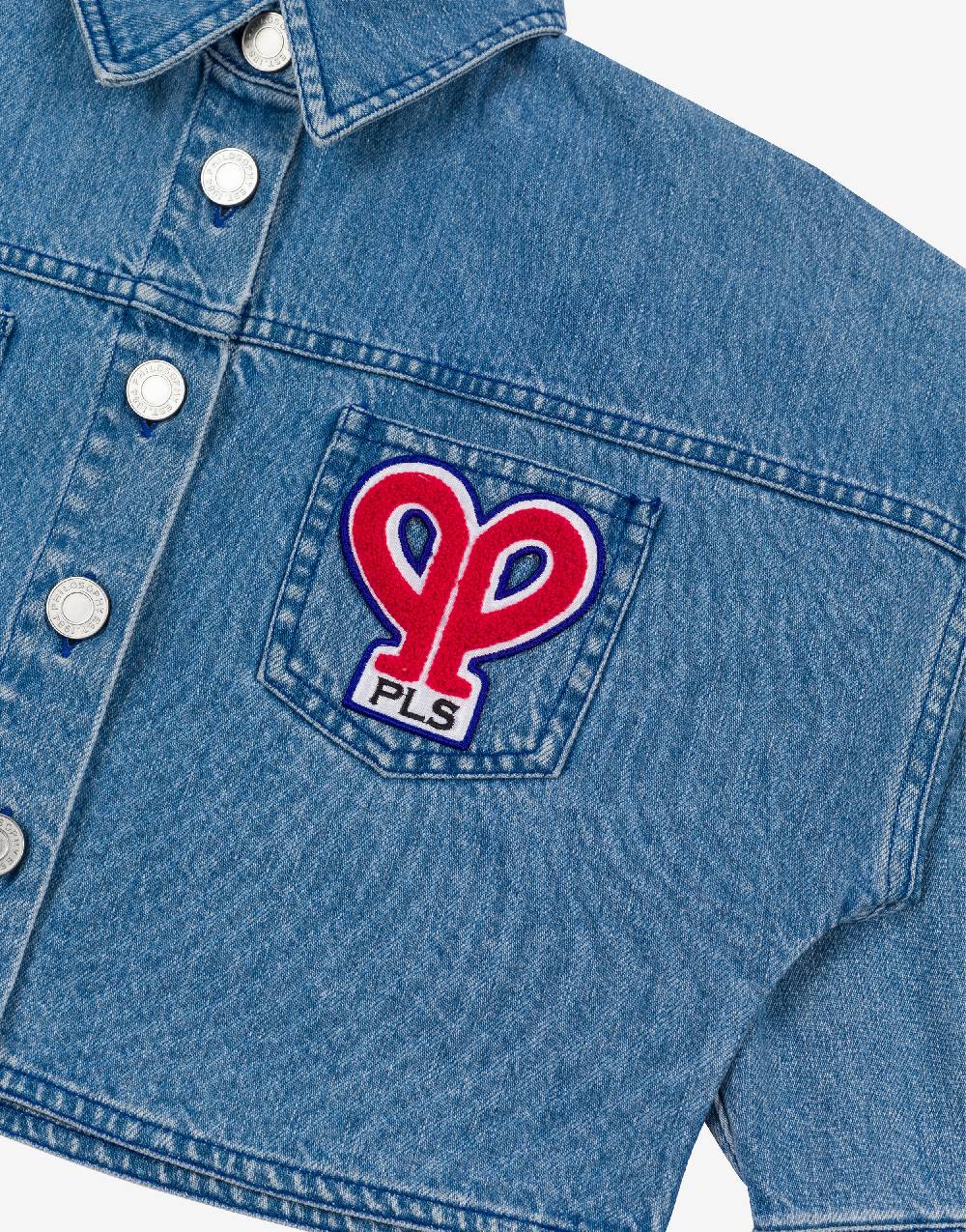 Philosophy Di Lorenzo Serafini Kids giacca crop in denim con patch 'doppia p' Qualità Garantita