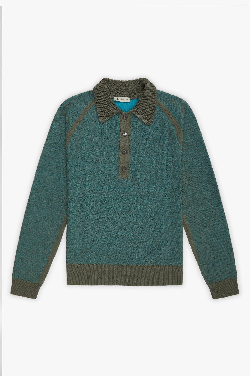 Piacenza 1733 Polo maniche lunghe two tone honey comb verde 2025