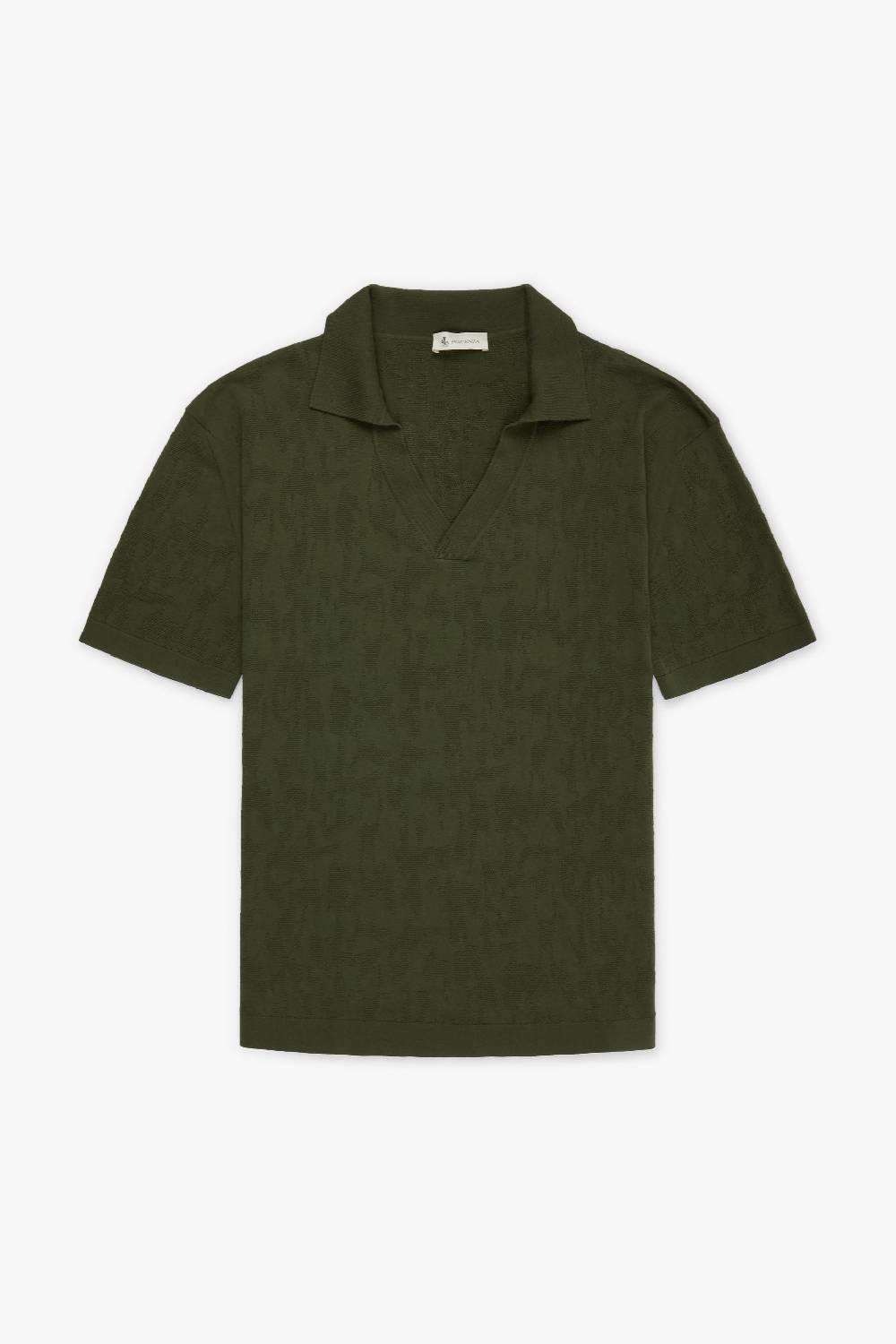 Piacenza 1733 Polo jacquard mesh camo verde scuro In Linea
