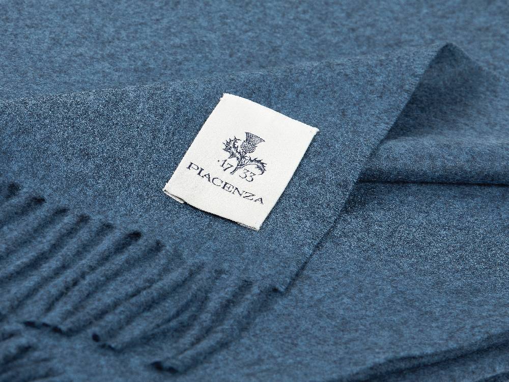 Piacenza 1733 Aeternum Plaid blu in puro Cashmere Spedizione Gratuita
