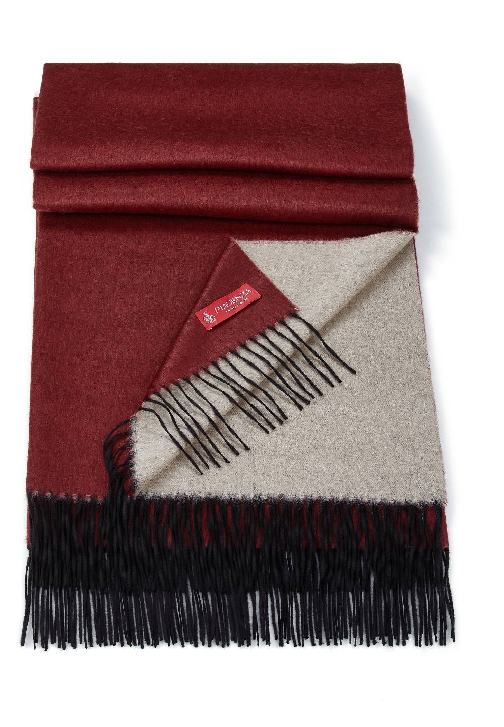 Piacenza 1733 MIRROR Plaid double bianco e bordeaux Shopping Online