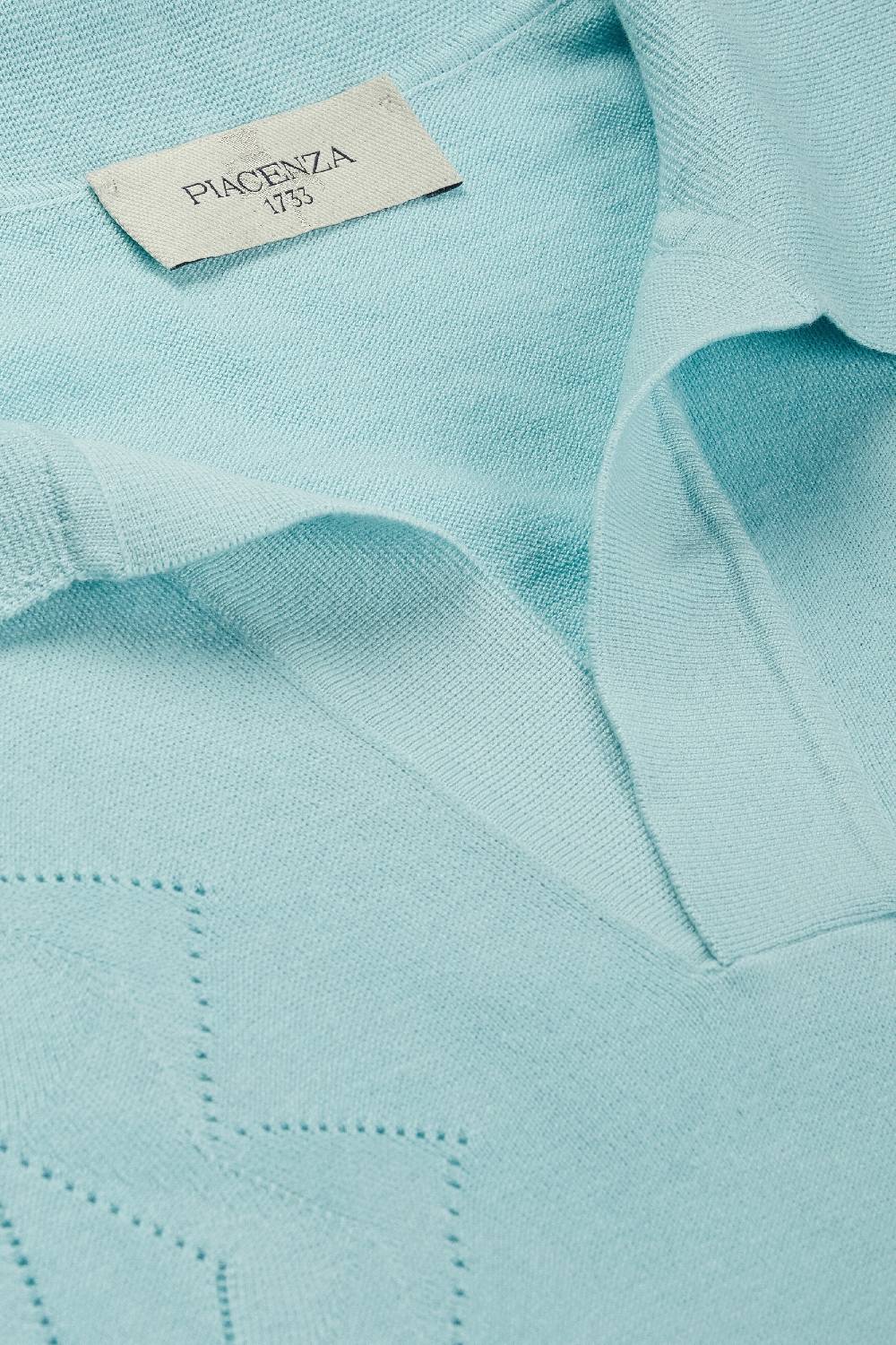 Piacenza 1733 Polo havana zig zag pointelle azzurro Economico