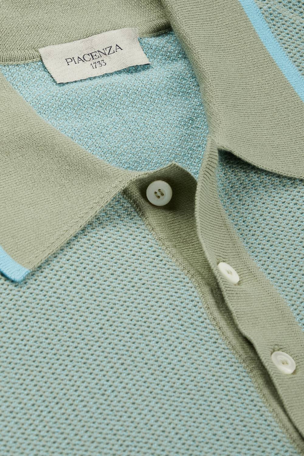 Piacenza 1733 Polo two tone fish scale azzurro e salvia Outlet