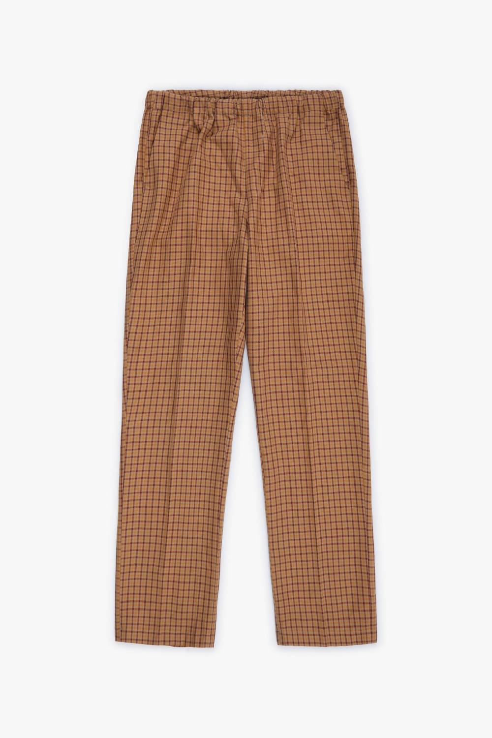 Piacenza 1733 Pantalone micro check cammello e bordeaux Promozione