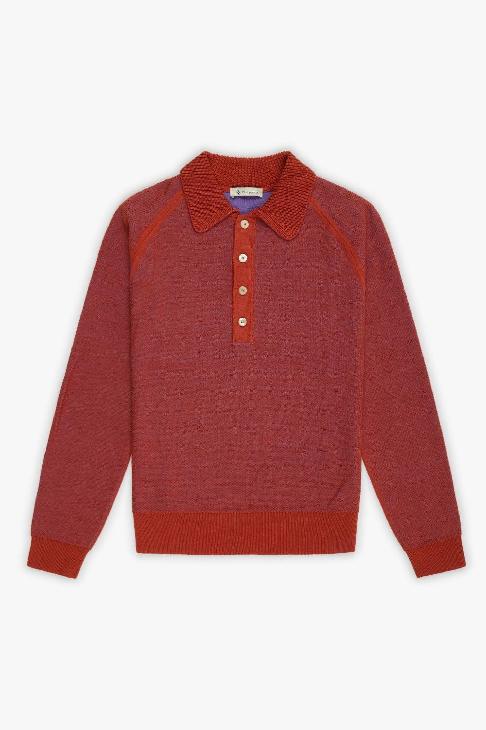 Piacenza 1733 Polo maniche lunghe two tone honey comb viola Nuovo