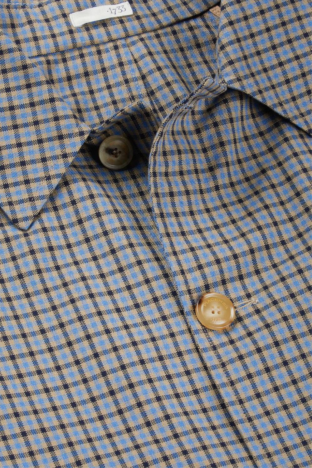 Piacenza 1733 Trench micro check azzurro e marrone Prezzo di fabbrica