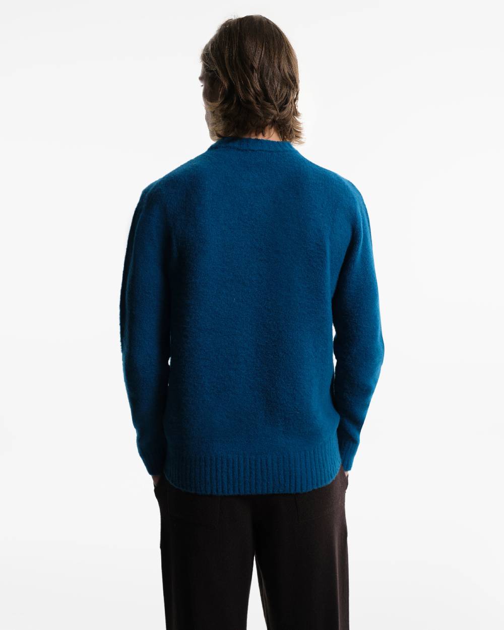 Piacenza 1733 Girocollo in Lana blu jeans In Vendita