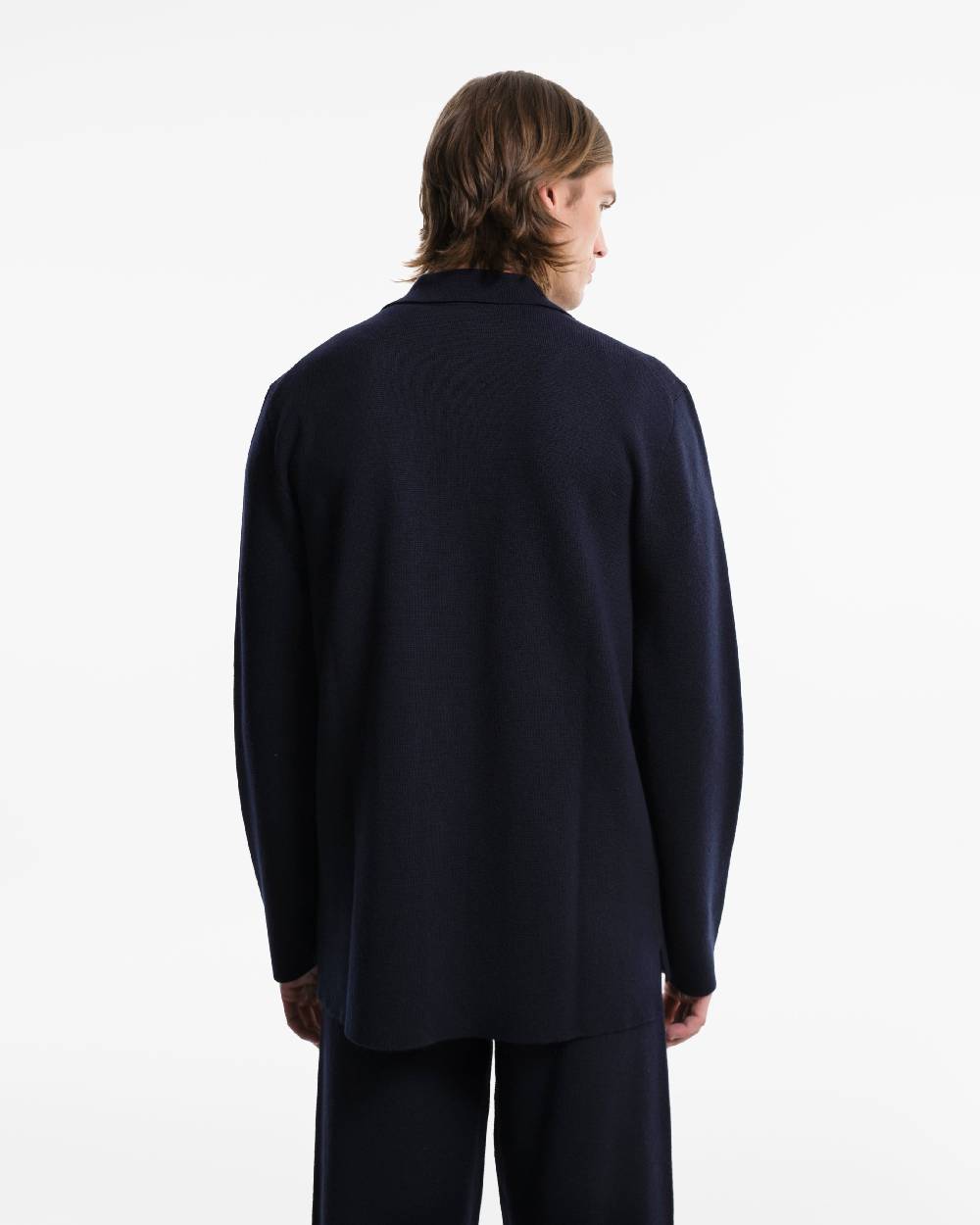 Piacenza 1733 Camicia in Lana blu Sostegno trimestrale