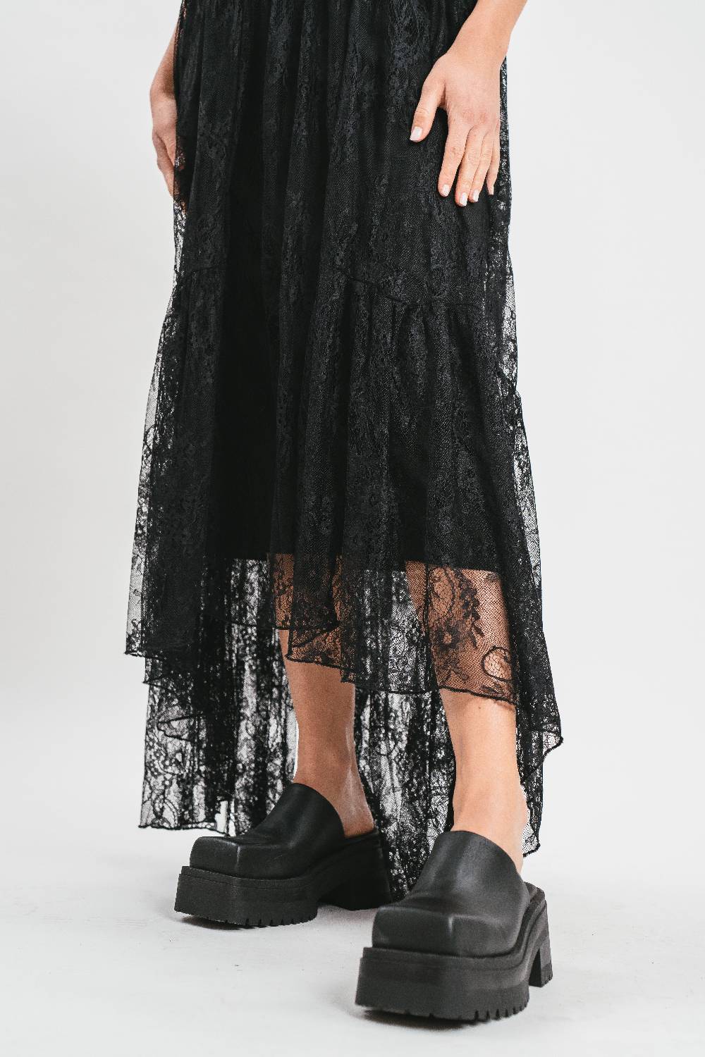 Pink Memories Gonna in pizzo a balze con fodera in coordinato Cyber Monday