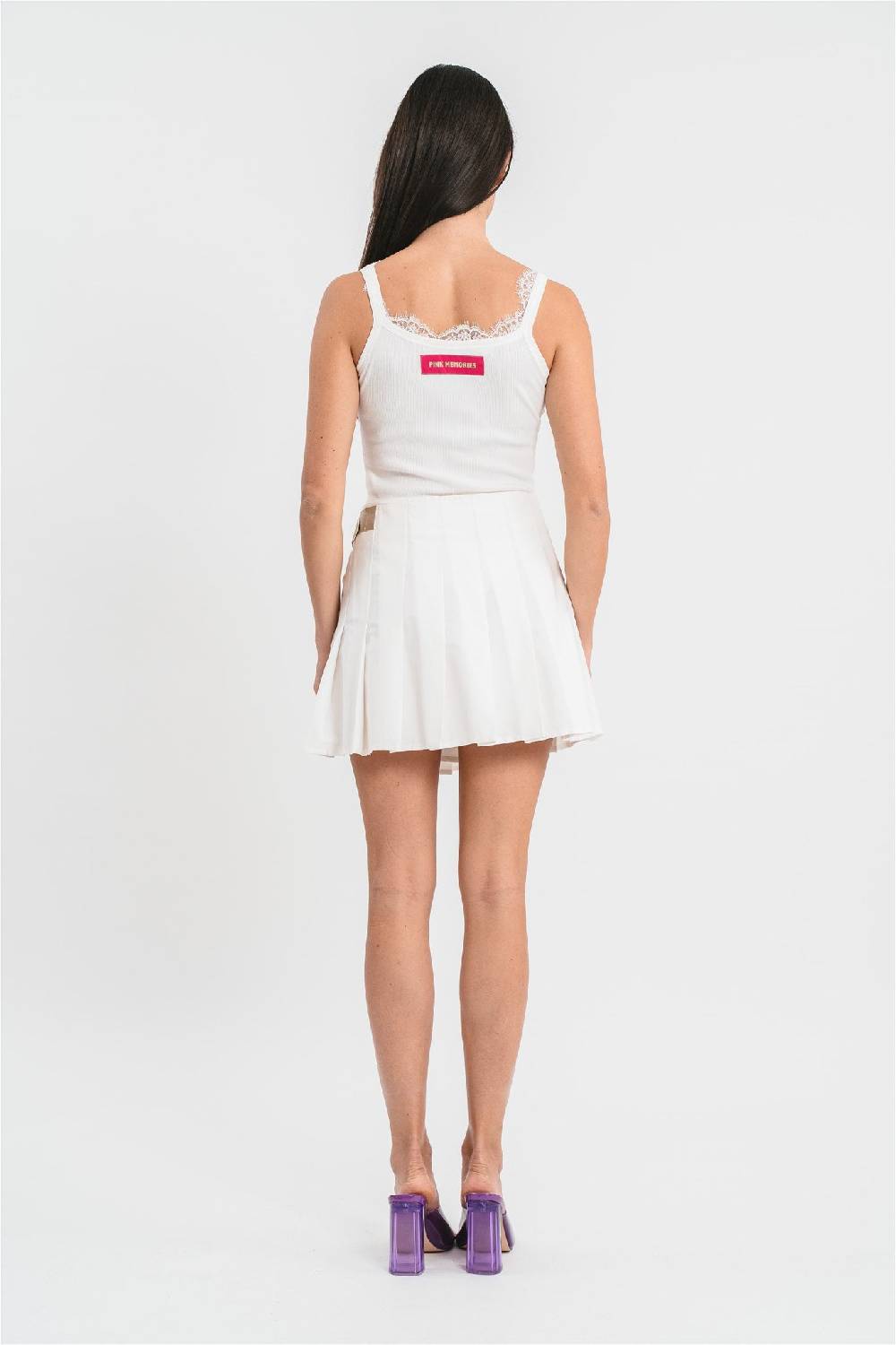 Pink Memories Gonna kilt corta con fibbia in cotone Vendita Economica
