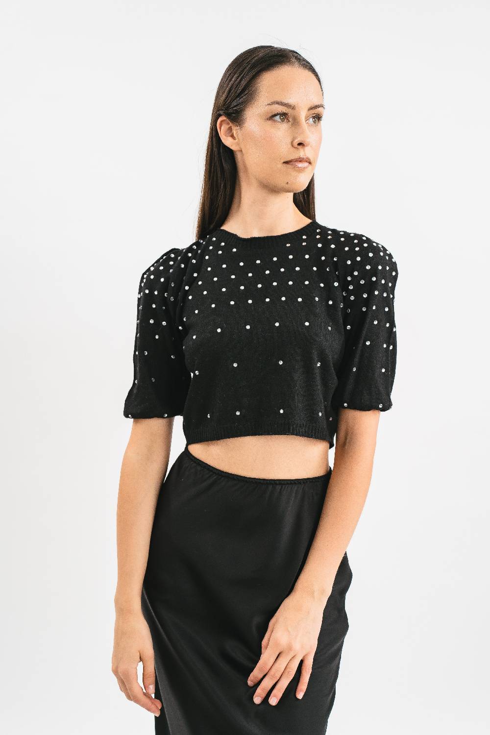 Pink Memories Maglia Girocollo con strass In Linea