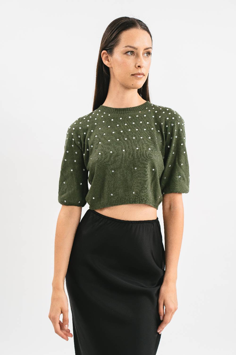 Pink Memories Maglia Girocollo con strass In Linea