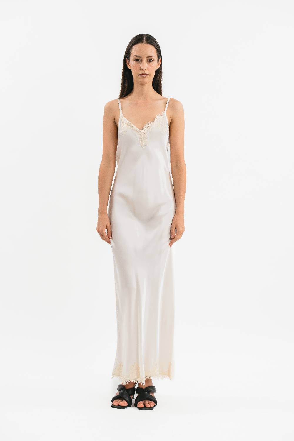 Pink Memories Slip dress lungo con dettagli in pizzo Consegna Veloce