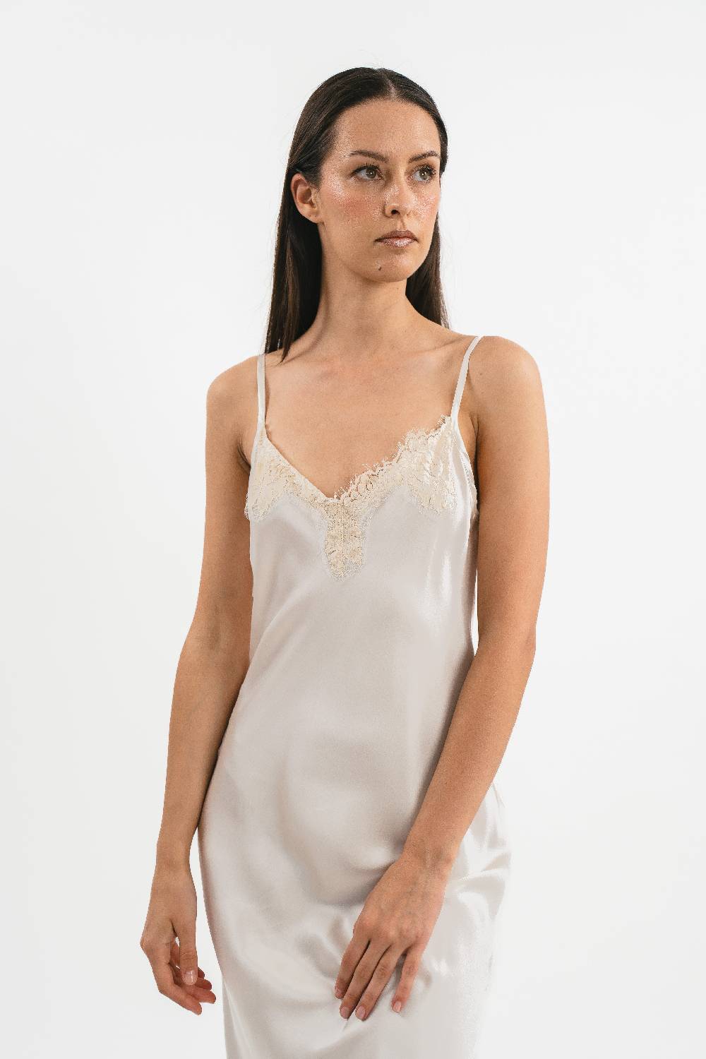 Pink Memories Slip dress lungo con dettagli in pizzo Consegna Veloce