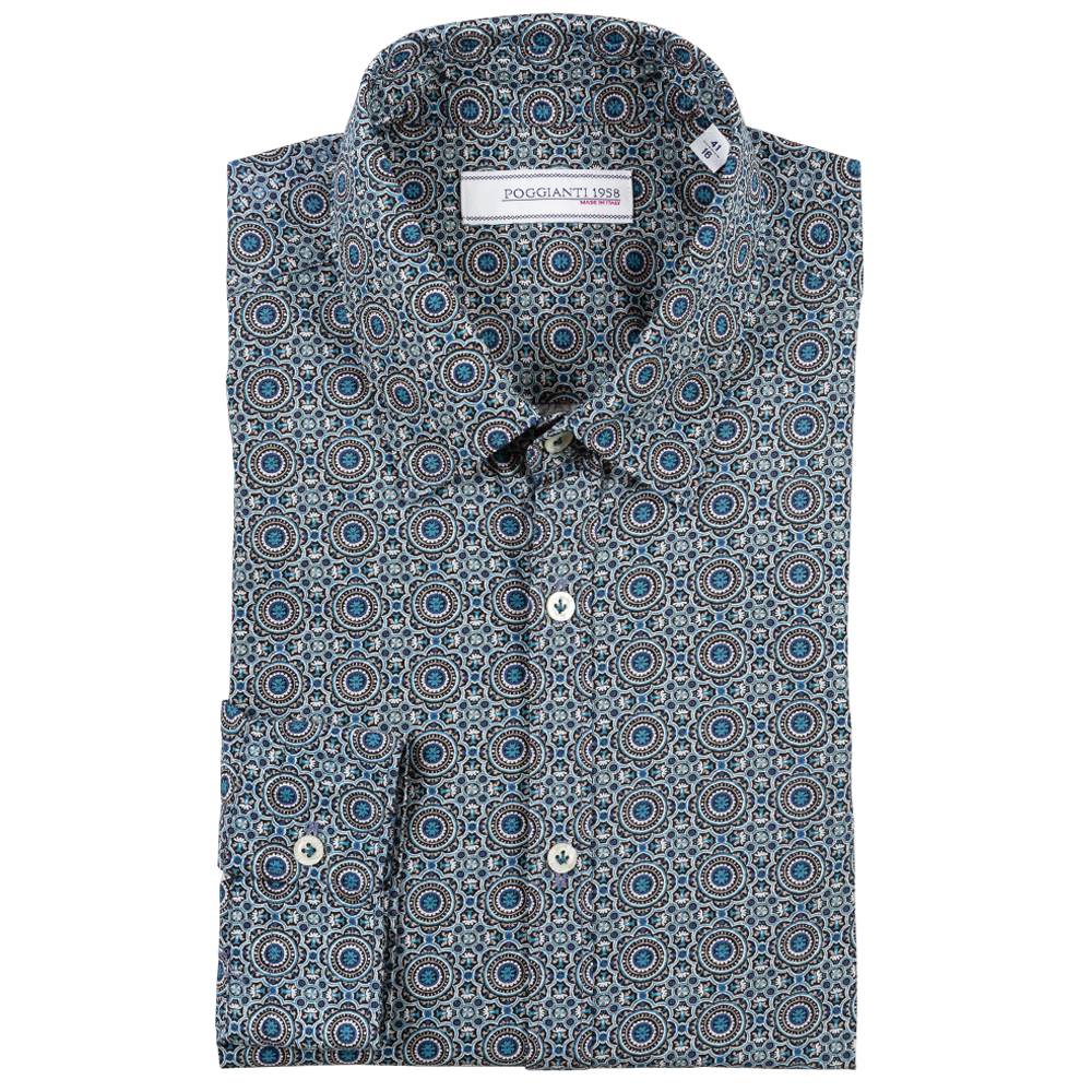 Poggianti Camicia fantasia collo piccolo Sconto di tempo limitato