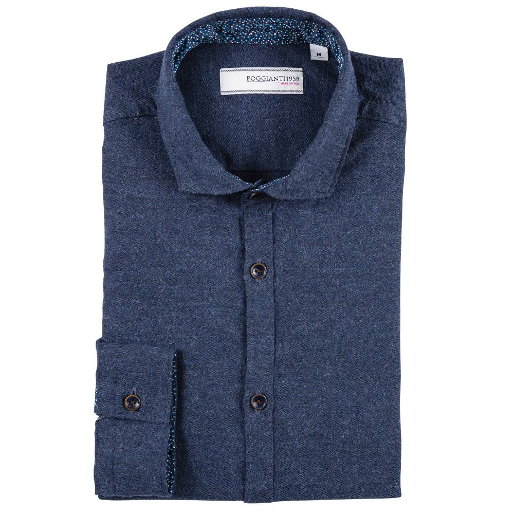 Poggianti Camicia in flanella con contrasti fantasia Prezzo di fabbrica