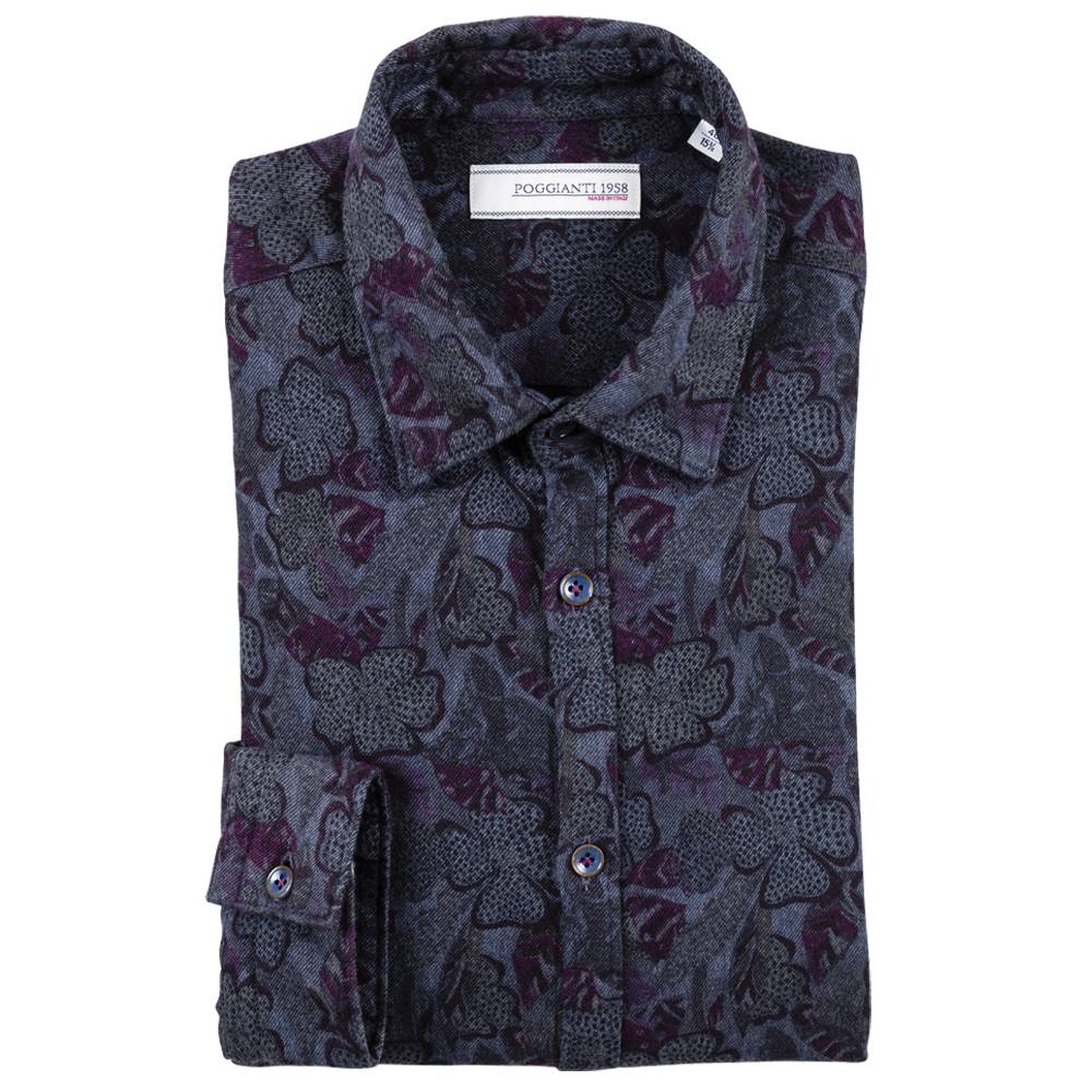 Poggianti Camicia fantasia floreale in flanella Offerta speciale