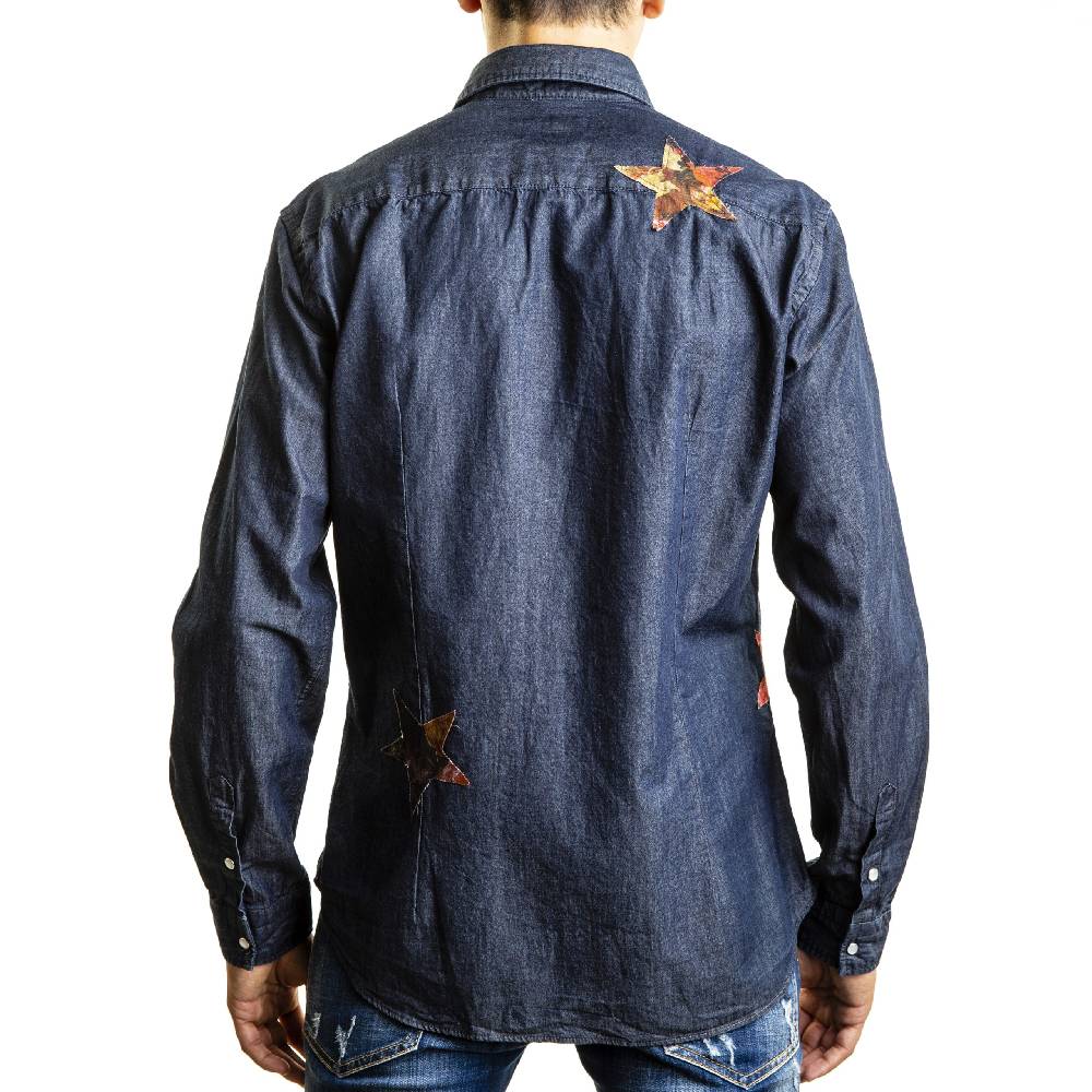 Poggianti Camicia Denim con stelle patchwork Shopping online