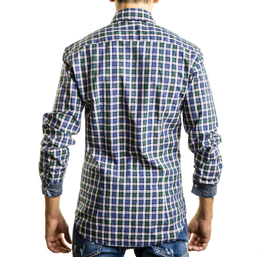 Poggianti Camicia Quadri con contrasti in denim Offerta esclusiva