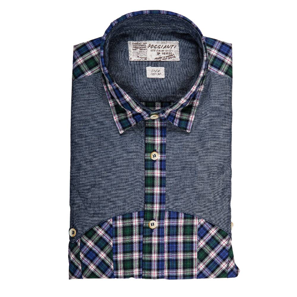 Poggianti Camicia Quadri con contrasti in denim Offerta esclusiva