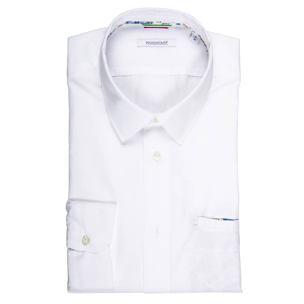 Poggianti Camicia Bianca con contrasti fantasia Vendite stagionali