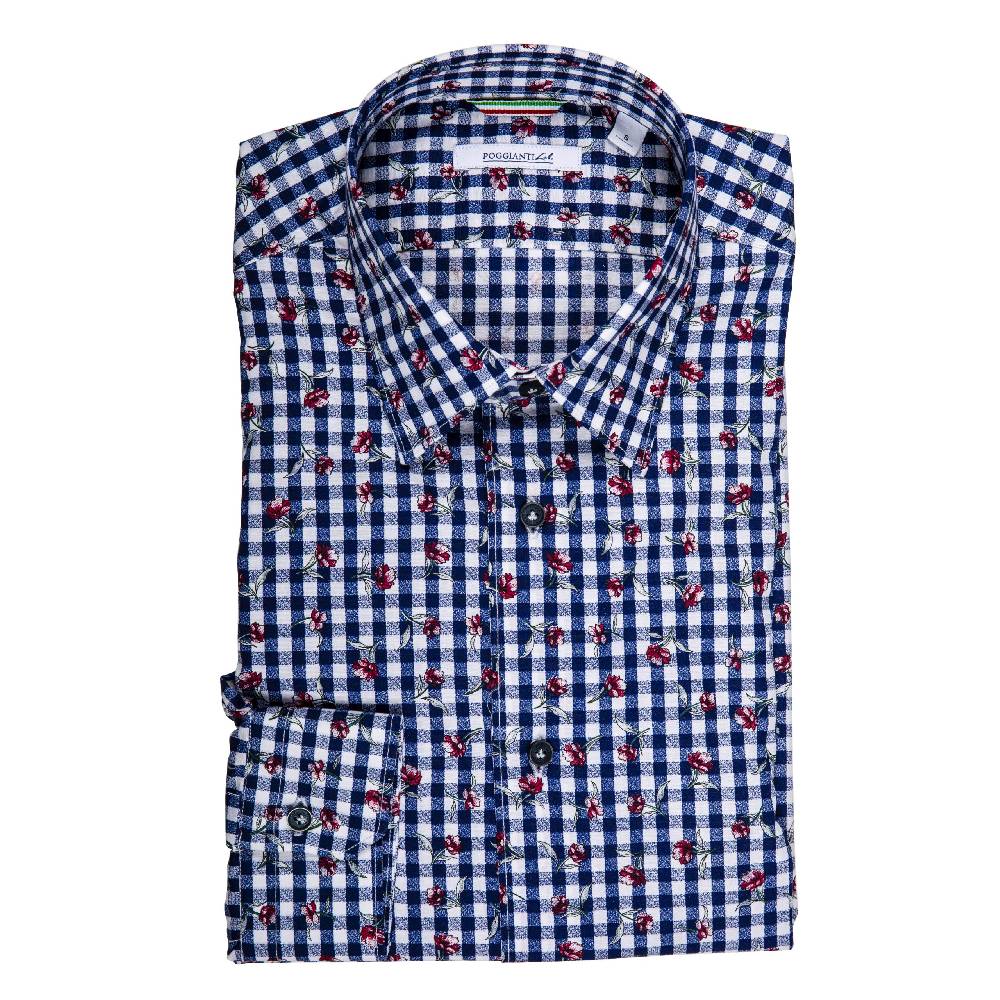 Poggianti Camicia Fantasia su base Quadri Black Friday