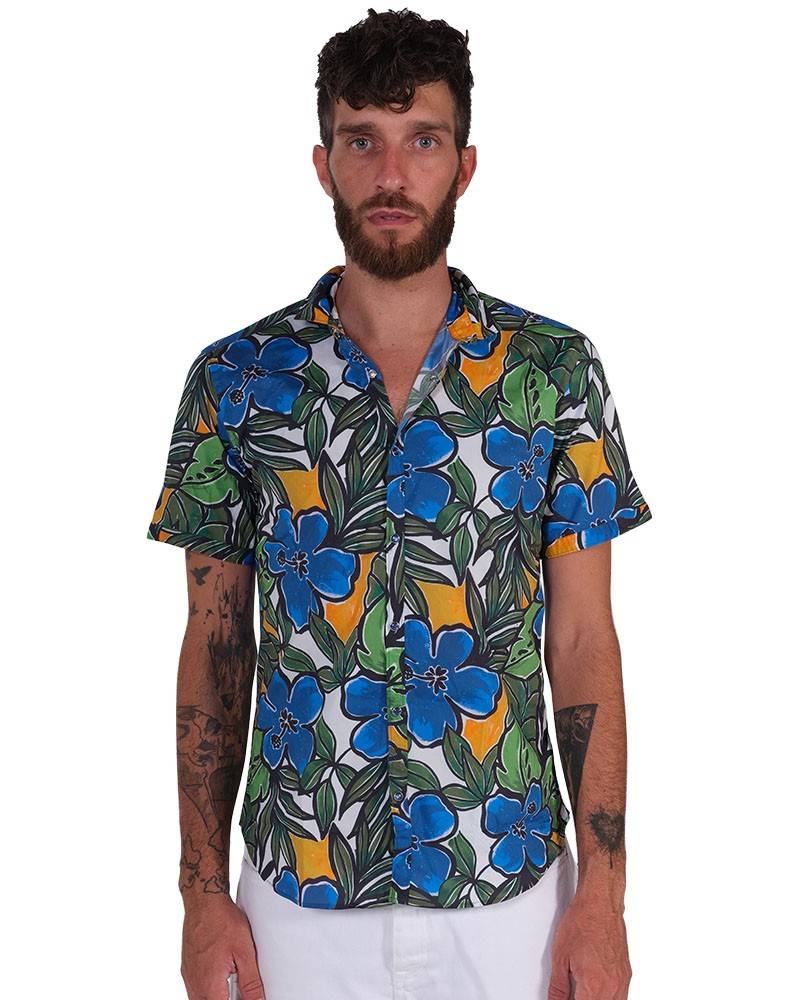 Poggianti Camicia Fantasia Collo Morbido azzurro ACQUISTA ORA