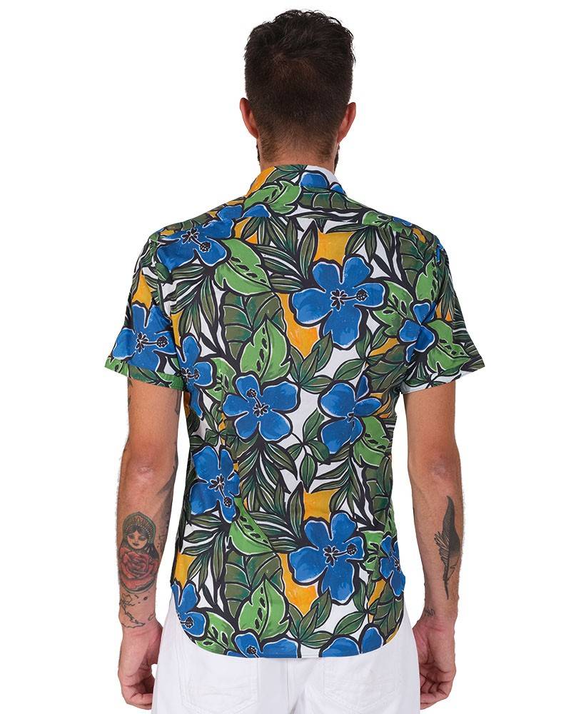 Poggianti Camicia Fantasia Collo Morbido azzurro ACQUISTA ORA