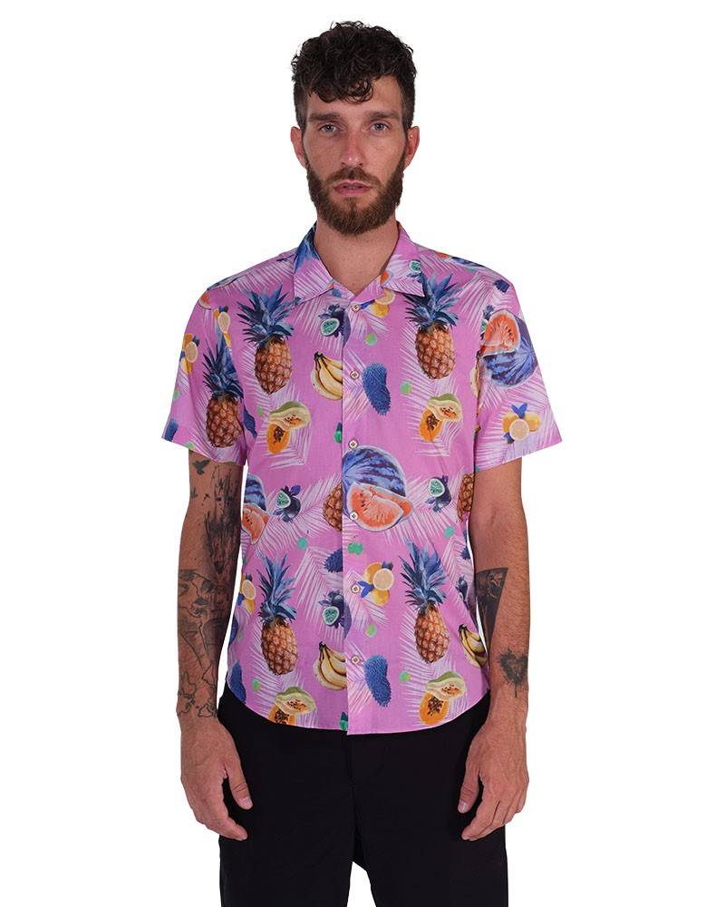 Poggianti Camicia Fantasia Collo Morbido Rosa Latest stili