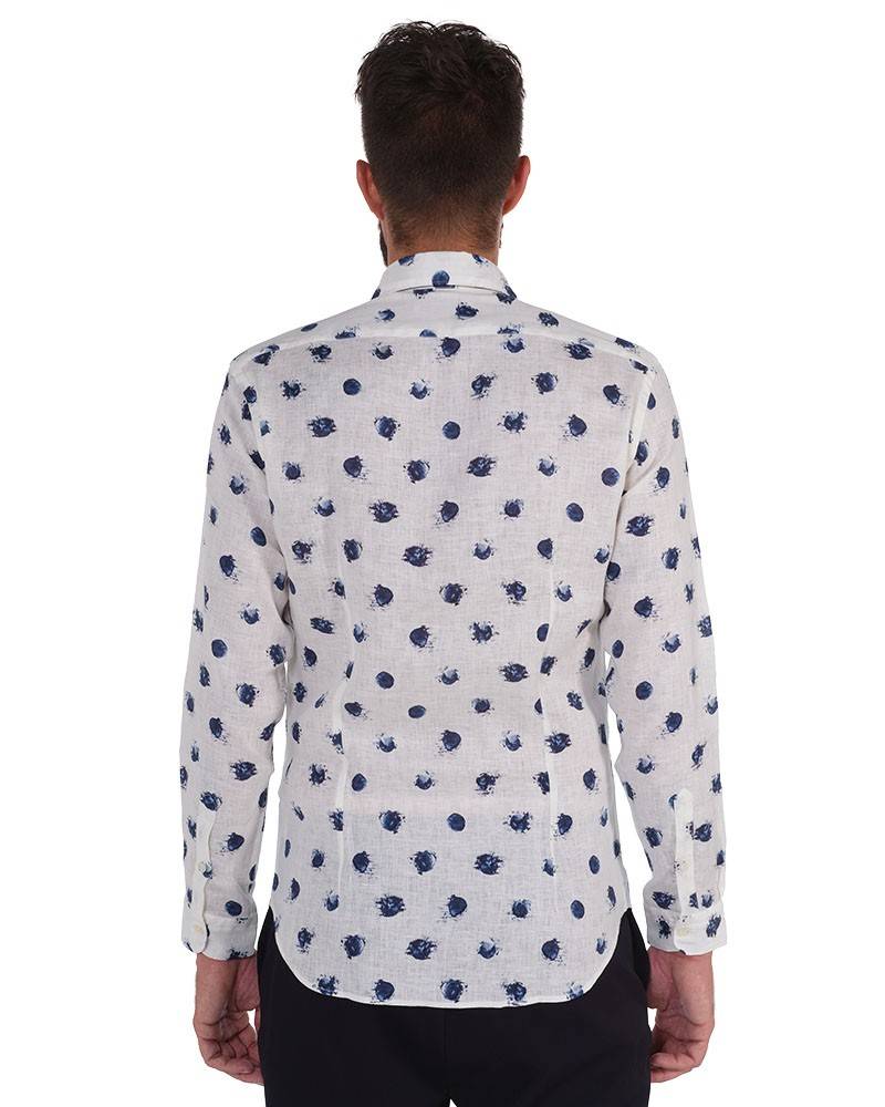 Poggianti Camicia Fantasia Collo Morbido Bianco Ultimo giorno