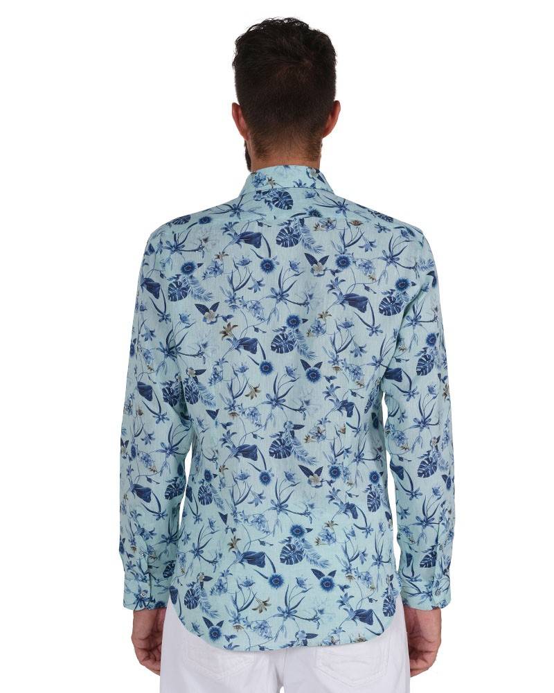 Poggianti Camicia Fantasia Collo Morbido Verde Fino al 65% di sconto
