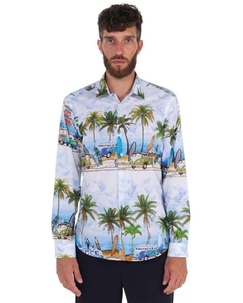 Poggianti Camicia Fantasia Collo Morbido Paesaggio Only for today