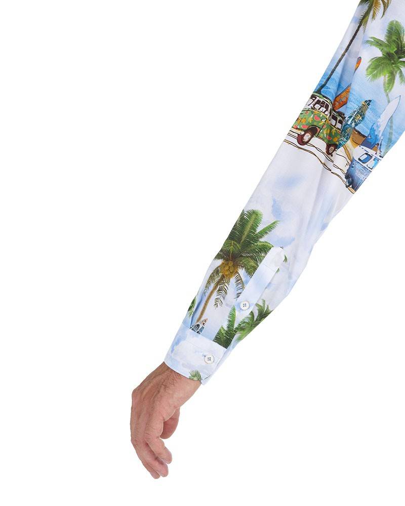 Poggianti Camicia Fantasia Collo Morbido Paesaggio Only for today