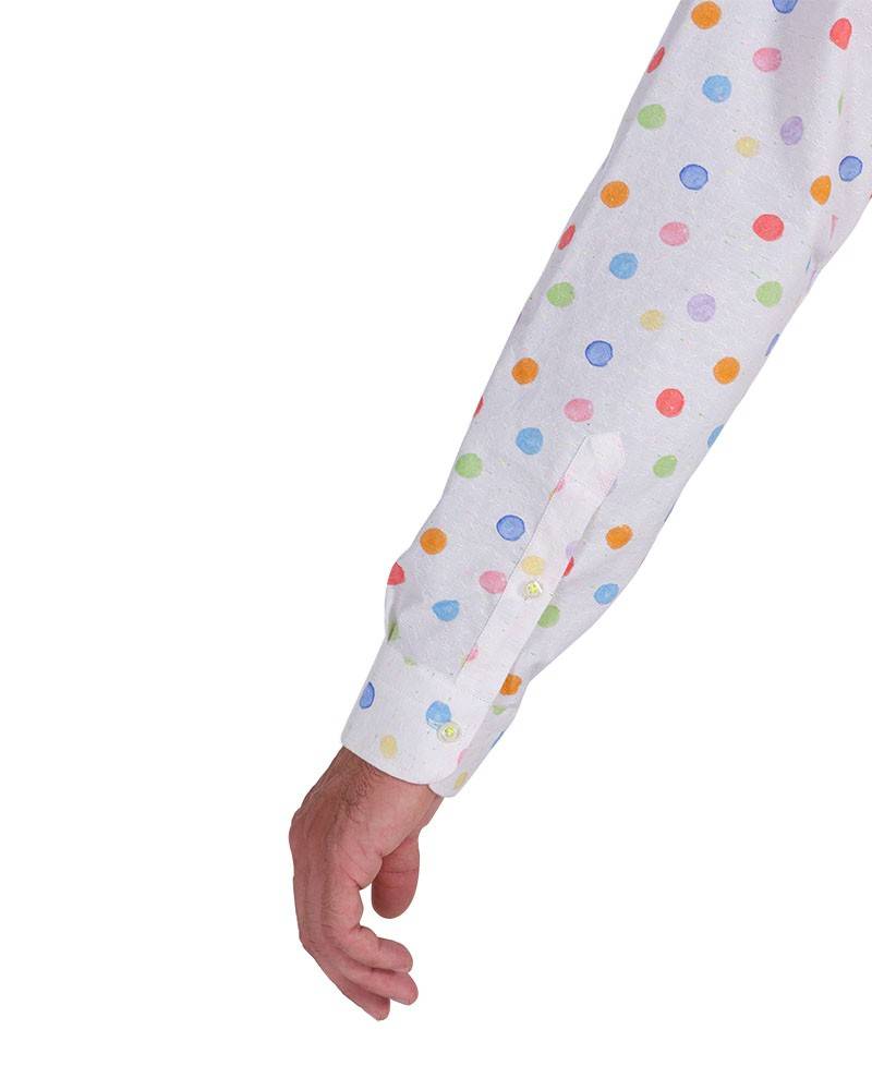 Poggianti Camicia Fantasia Collo Morbido Bianco Fino al 55% di sconto