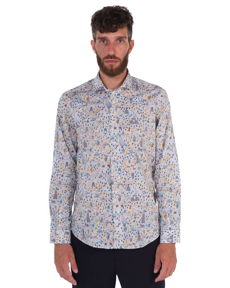 Poggianti Camicia Fantasia Collo Morbido Multicolore Super sconto
