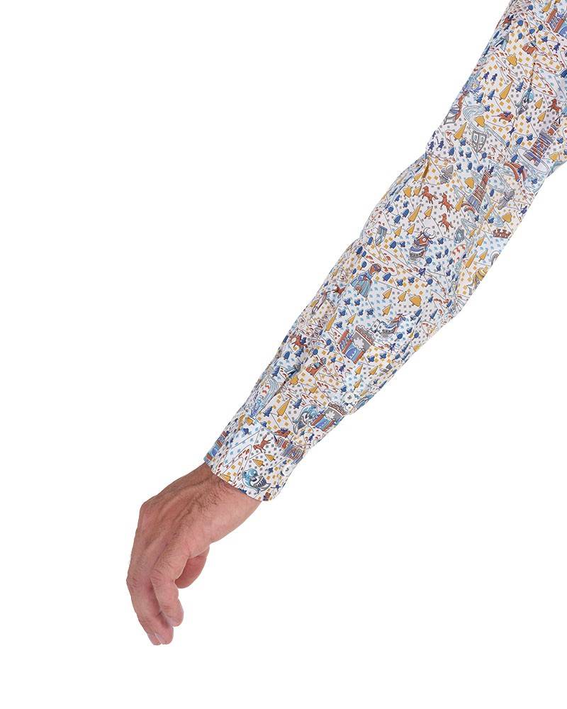 Poggianti Camicia Fantasia Collo Morbido Multicolore Super sconto