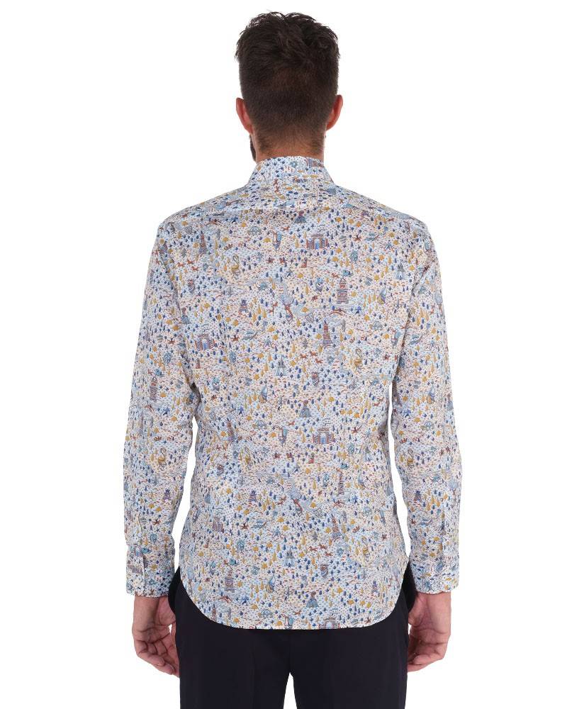 Poggianti Camicia Fantasia Collo Morbido Multicolore Super sconto