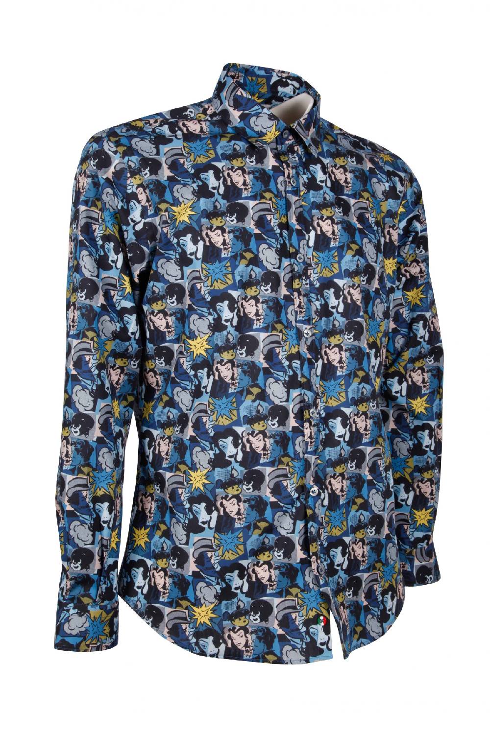 Poggianti Camicia uomo in cotone con stampa fumetti PISA-66F-179-01 In Linea