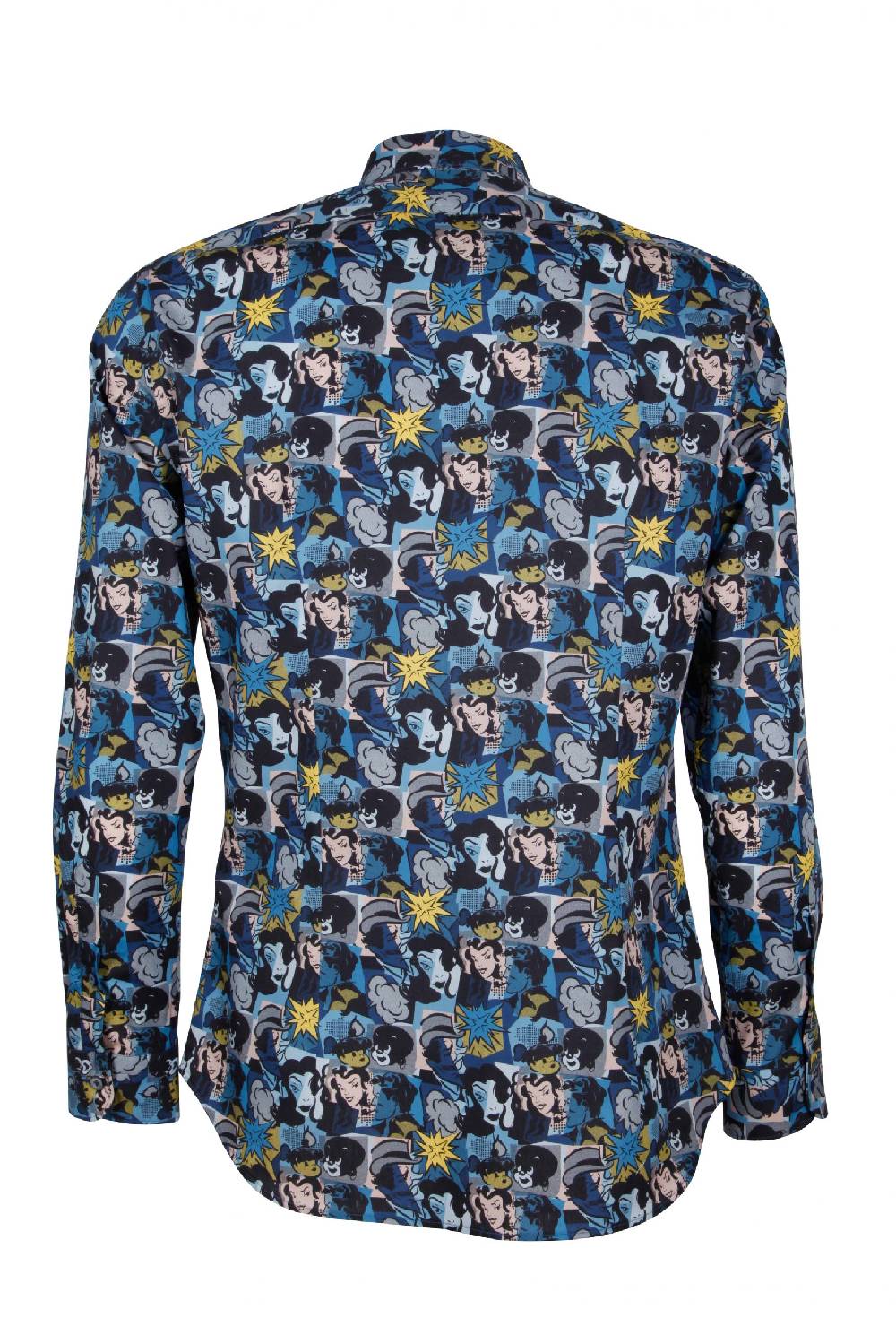Poggianti Camicia uomo in cotone con stampa fumetti PISA-66F-179-01 In Linea