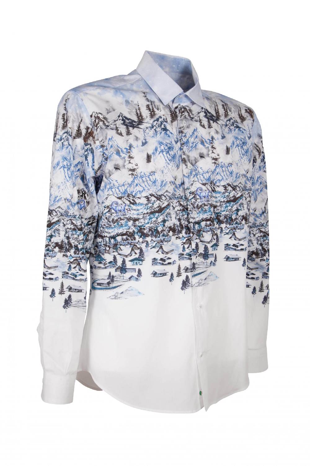 Poggianti Camicia uomo cotone con stampa paesaggio i montagna FIRENZE-73F-170-01 Qualità