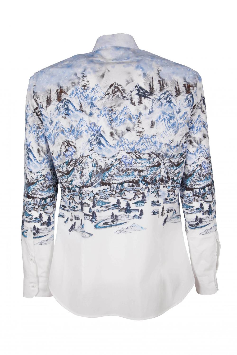 Poggianti Camicia uomo cotone con stampa paesaggio i montagna FIRENZE-73F-170-01 Qualità