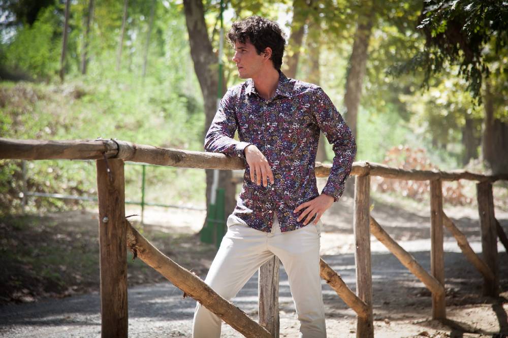 Poggianti Camicia uomo in tessuto tecnico con stampa piccola floreale . ACTIVE. 73-190-01 Promozione