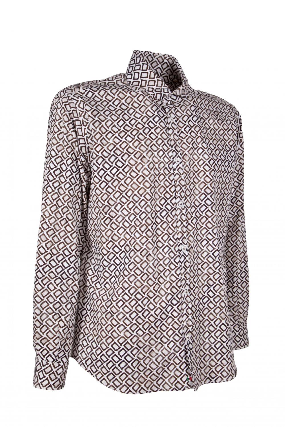 Poggianti Camicia uomo cotone con stampa geometrica PISA-31F-140-01 Spedizione Gratuita
