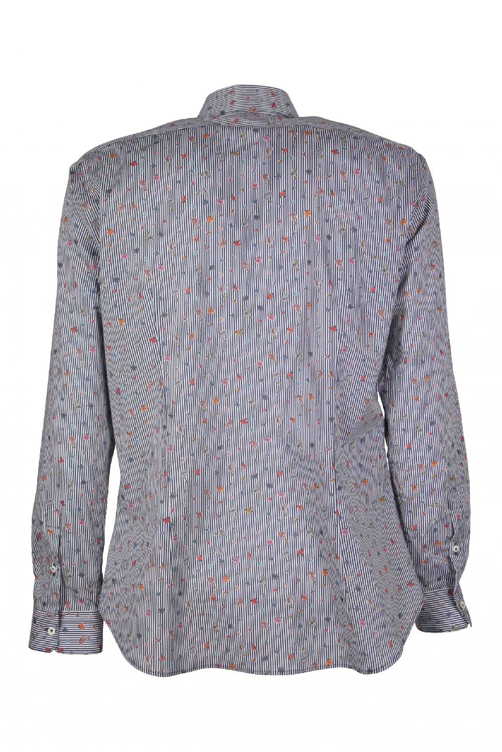 Poggianti Camicia uomo stretch con stampa righe e fiori GIOVI-62M-135-01 Pezzi Unici