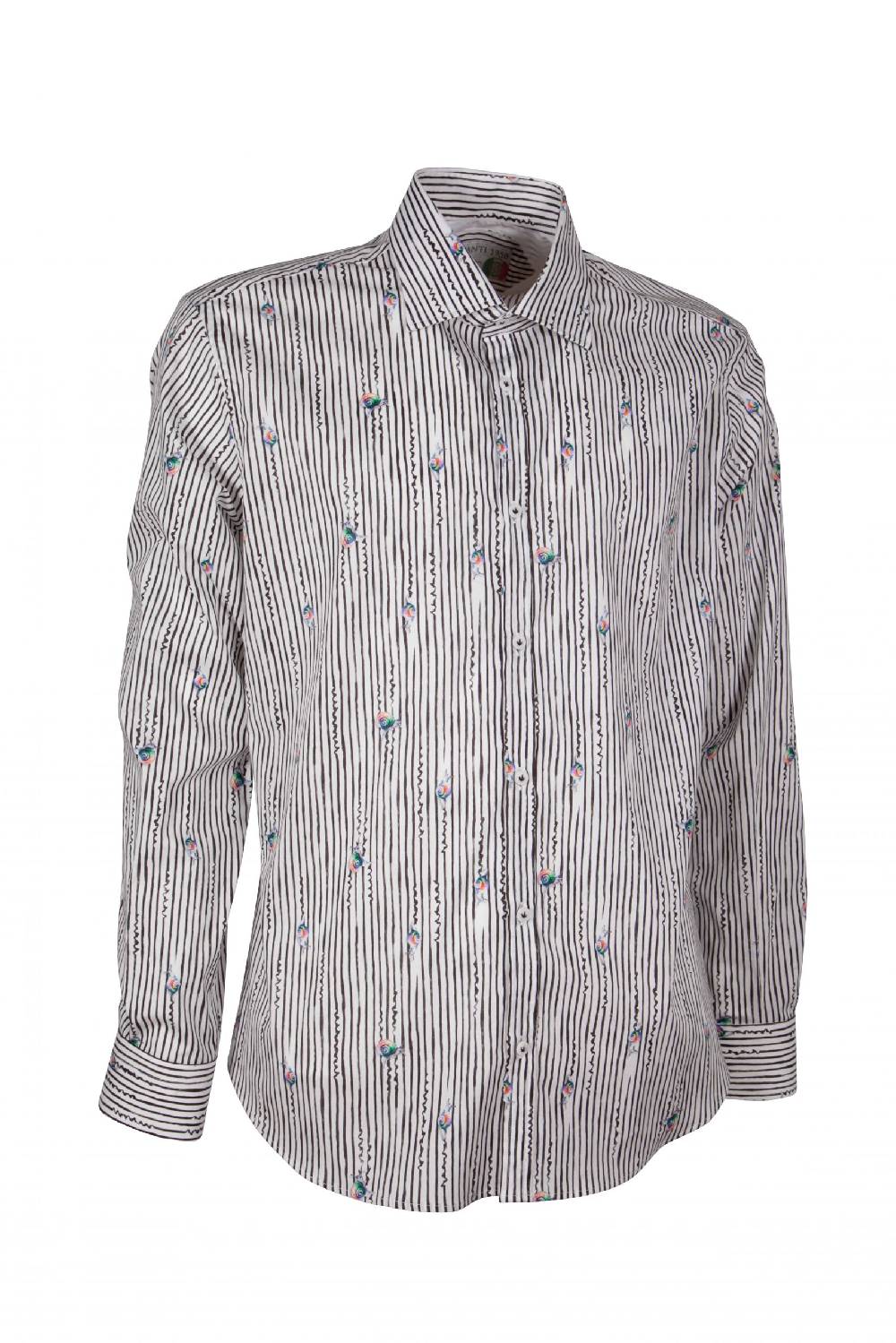 Poggianti Camicia uomo stretch con stampa righe e animali GIOVI-61-134-02 Soddisfazione Garantita