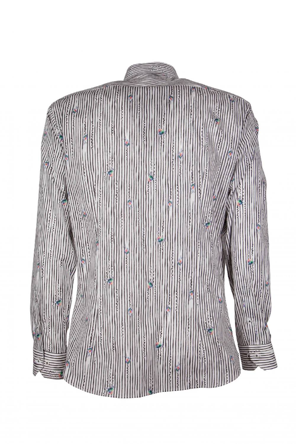 Poggianti Camicia uomo stretch con stampa righe e animali GIOVI-61-134-02 Soddisfazione Garantita