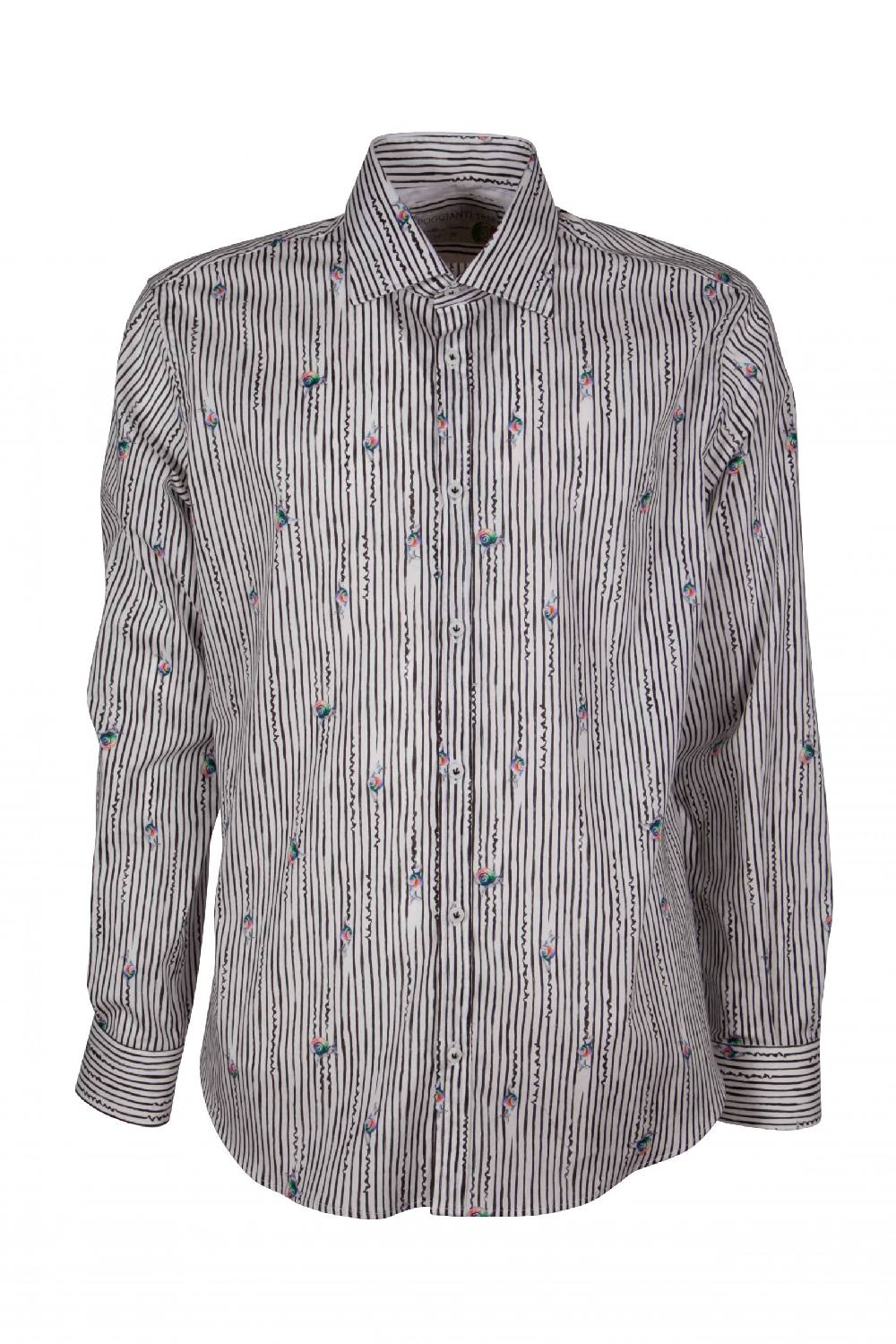 Poggianti Camicia uomo stretch con stampa righe e animali GIOVI-61-134-02 Soddisfazione Garantita
